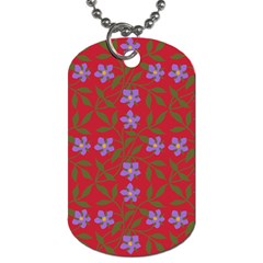 Red With Purple Flowers Dog Tag (one Side)