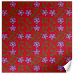 Red With Purple Flowers Canvas 12  X 12  by snowwhitegirl