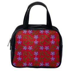 Red With Purple Flowers Classic Handbag (one Side)