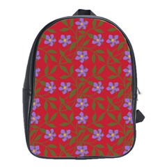 Red With Purple Flowers School Bag (large)