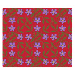 Red With Purple Flowers Double Sided Flano Blanket (small)  by snowwhitegirl