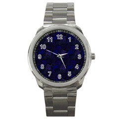 Blue & Black Waves Sport Metal Watch