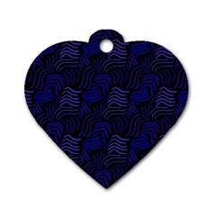 Blue & Black Waves Dog Tag Heart (one Side) by modernwhimsy