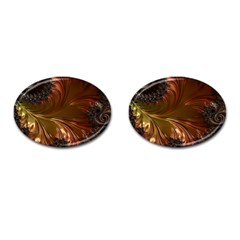 Fractal Copper Copper Color Leaf Cufflinks (oval) by Pakrebo