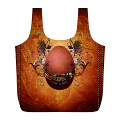 Wonderful Steampunk Easter Egg With Flowers Full Print Recycle Bag (l) by FantasyWorld7