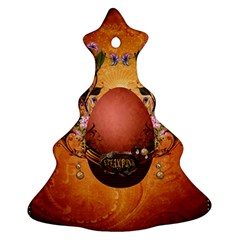 Wonderful Steampunk Easter Egg With Flowers Christmas Tree Ornament (two Sides)