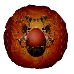Wonderful Steampunk Easter Egg With Flowers Large 18  Premium Round Cushions by FantasyWorld7