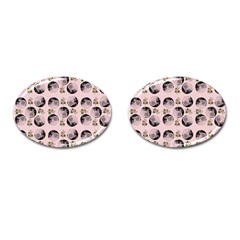 Vintage Girl With Flowers Pink Cufflinks (oval)