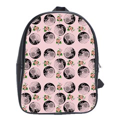 Vintage Girl With Flowers Pink School Bag (large)