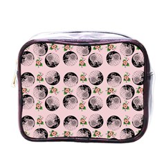 Vintage Girl With Flowers Pink Mini Toiletries Bag (one Side) by snowwhitegirl