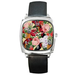 Tropical Bird Floral Square Metal Watch by snowwhitegirl