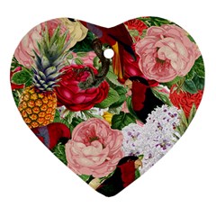 Tropical Bird Floral Heart Ornament (two Sides)