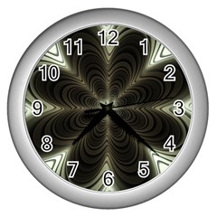 Fractal Silver Waves Texture Wall Clock (Silver)