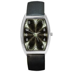 Fractal Silver Waves Texture Barrel Style Metal Watch