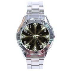 Fractal Silver Waves Texture Stainless Steel Analogue Watch