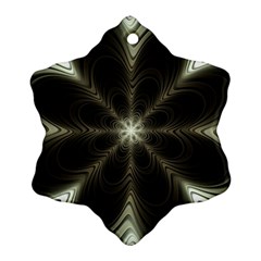 Fractal Silver Waves Texture Snowflake Ornament (Two Sides)