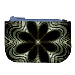 Fractal Silver Waves Texture Large Coin Purse