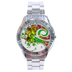 Fractal Abstract Aesthetic Pattern Stainless Steel Analogue Watch by Pakrebo
