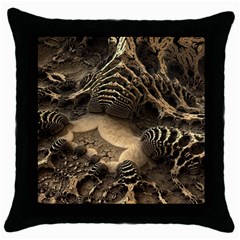 Fractal Bones Cave Fossil Render Throw Pillow Case (black) by Pakrebo