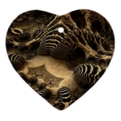 Fractal Bones Cave Fossil Render Heart Ornament (two Sides) by Pakrebo