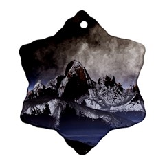 Mountains Moon Earth Space Snowflake Ornament (two Sides)