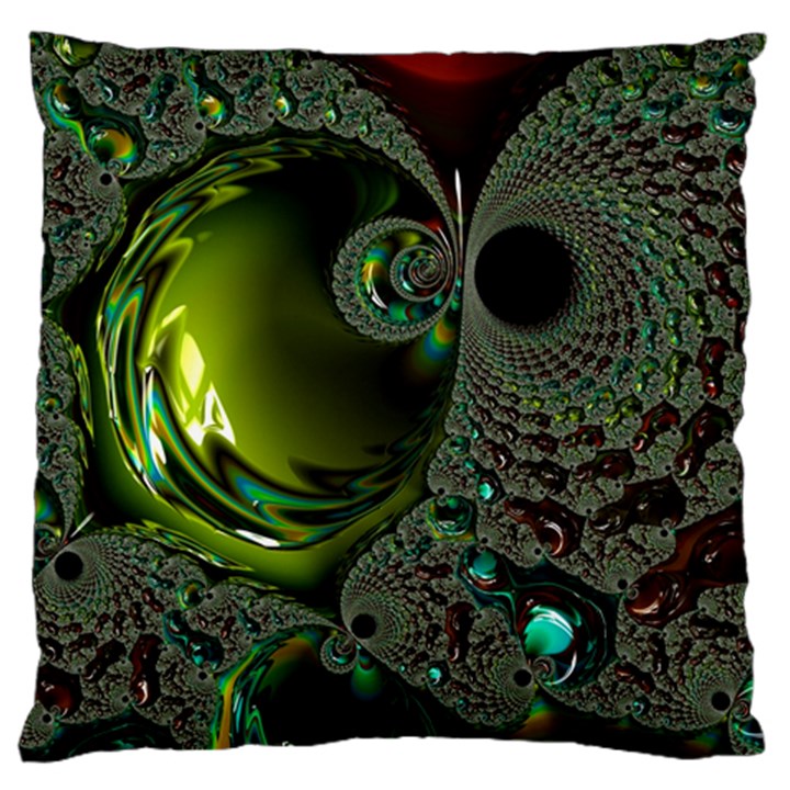 Fractal Intensive Green Olive Standard Flano Cushion Case (One Side)