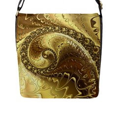 Fractal Golden Background Aesthetic Flap Closure Messenger Bag (l) by Pakrebo