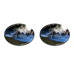 Mountains Moon Earth Space Cufflinks (oval) by Pakrebo