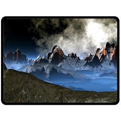 Mountains Moon Earth Space Double Sided Fleece Blanket (large)  by Pakrebo