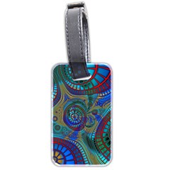 Fractal Abstract Line Wave Design Luggage Tags (two Sides) by Pakrebo