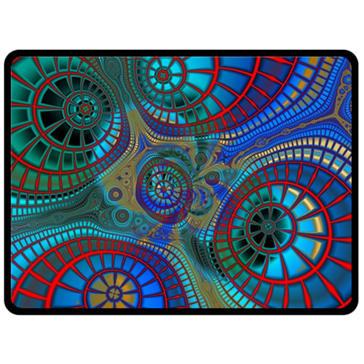 Fractal Abstract Line Wave Design Double Sided Fleece Blanket (Large) 