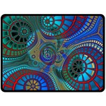 Fractal Abstract Line Wave Design Double Sided Fleece Blanket (Large)  80 x60  Blanket Back