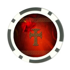 Wonderful Celtic Cross On Vintage Background Poker Chip Card Guard by FantasyWorld7