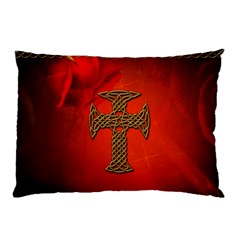 Wonderful Celtic Cross On Vintage Background Pillow Case by FantasyWorld7