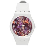 Colorful Rusty Abstract Print Round Plastic Sport Watch (M) Front