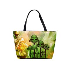 Awesome Funny Mushroom Skulls With Roses And Fire Classic Shoulder Handbag by FantasyWorld7