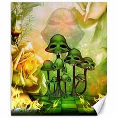 Awesome Funny Mushroom Skulls With Roses And Fire Canvas 8  X 10  by FantasyWorld7