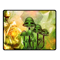 Awesome Funny Mushroom Skulls With Roses And Fire Fleece Blanket (small) by FantasyWorld7