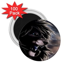 Angry Lion Digital Art Hd 2 25  Magnets (100 Pack) 