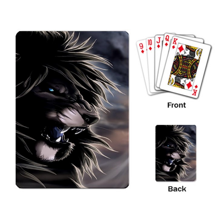 Angry Lion Digital Art Hd Playing Cards Single Design