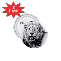 Lion Wildlife Art And Illustration Pencil 1 75  Buttons (10 Pack)