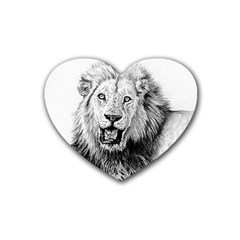 Lion Wildlife Art And Illustration Pencil Heart Coaster (4 Pack) 