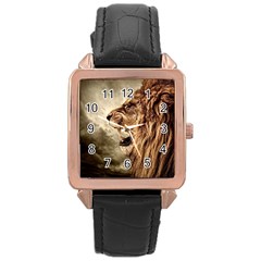 Roaring Lion Rose Gold Leather Watch  by Sudhe