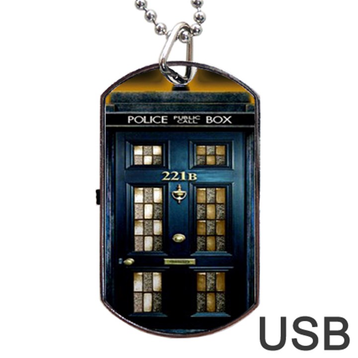 Tardis Sherlock Holmes 221b Dog Tag USB Flash (One Side)