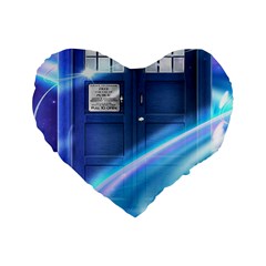 Tardis Space Standard 16  Premium Flano Heart Shape Cushions by Sudhe