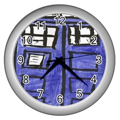 Tardis Painting Wall Clock (silver)