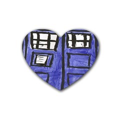 Tardis Painting Rubber Coaster (heart) 