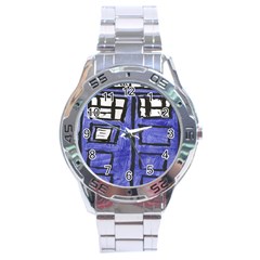 Tardis Painting Stainless Steel Analogue Watch by Sudhe