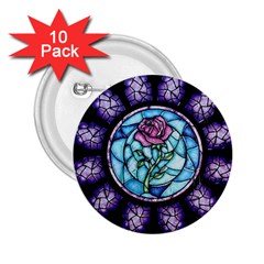 Cathedral Rosette Stained Glass Beauty And The Beast 2 25  Buttons (10 Pack)  by Sudhe