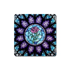 Cathedral Rosette Stained Glass Beauty And The Beast Square Magnet